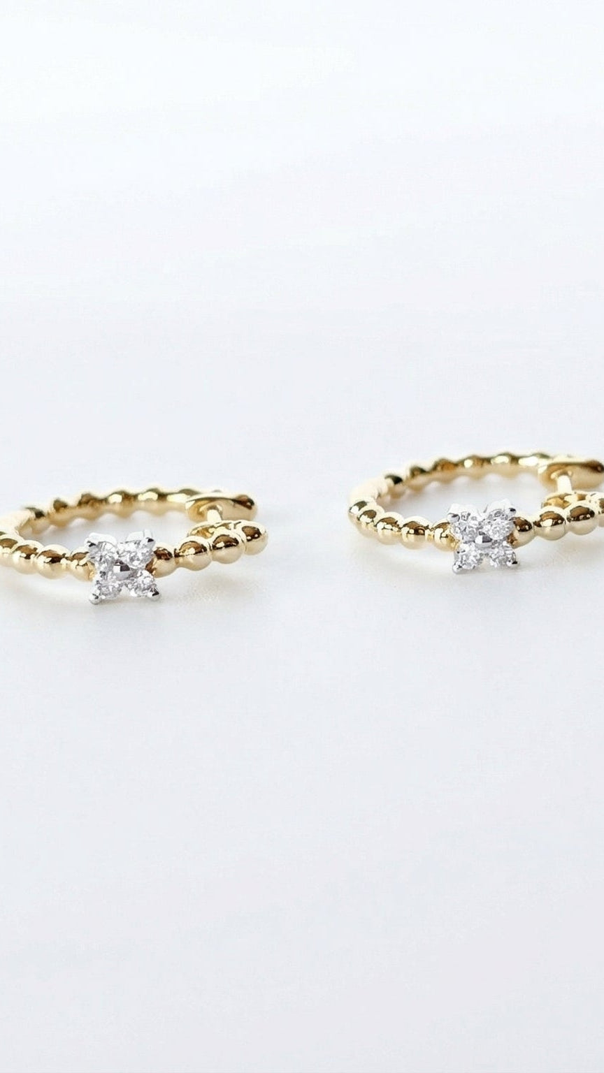 Fiore - Aretes Oro Amarillo 9K y Diamantes de Laboratorio