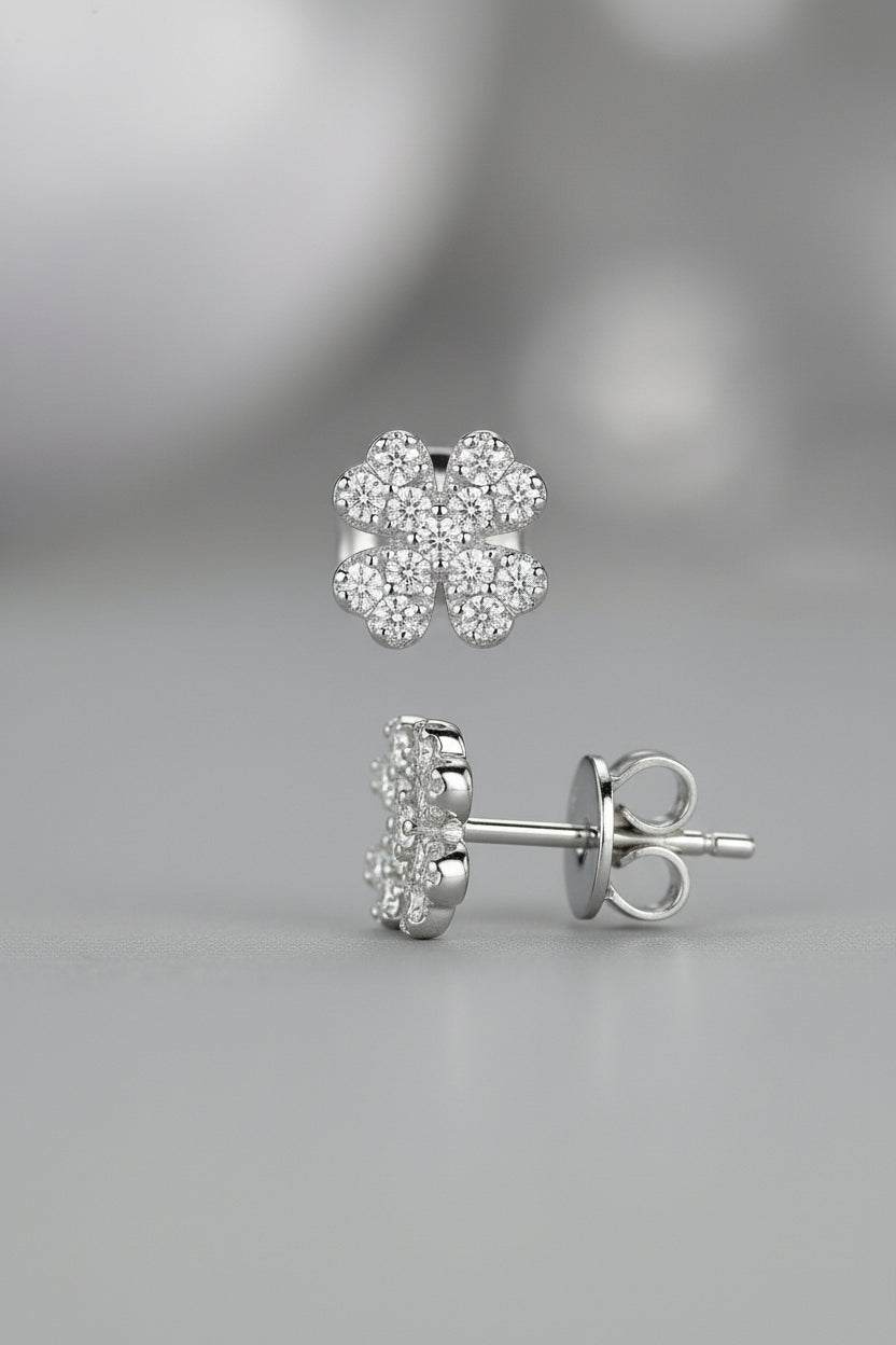 Aura - Aretes  Oro Blanco 9K y Diamantes de Laboratorio