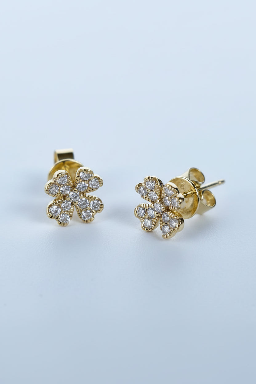 Aura - Aretes Oro Amarillo 9K y Diamantes de Laboratorio