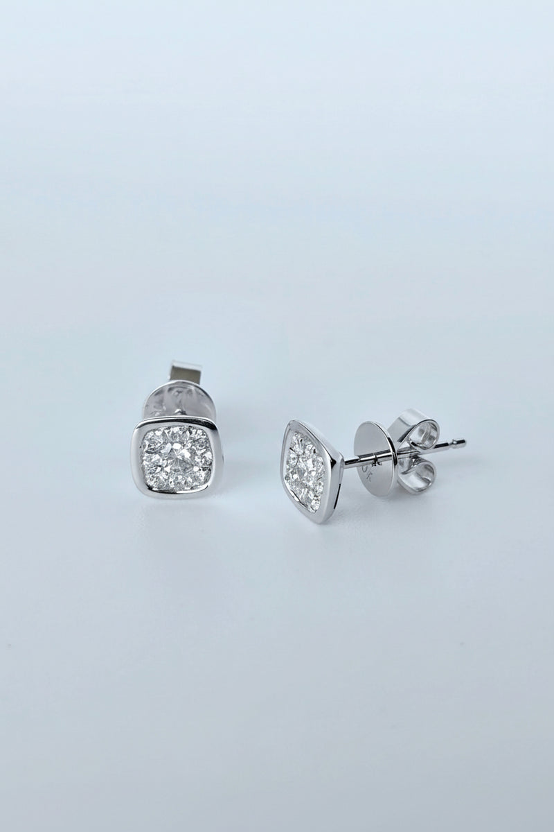 Libi - Aretes Oro Blanco 9K y Diamantes de Laboratorio