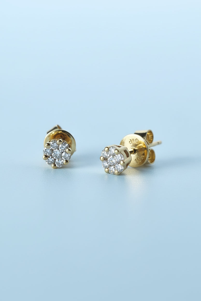 Lumi - Aretes Oro Amarillo 9K y Diamantes de Laboratorio