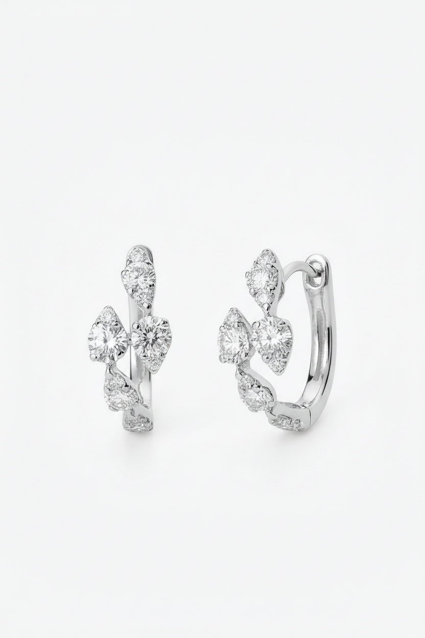 Vera - Aretes Oro Blanco 9K y Diamantes de Laboratorio
